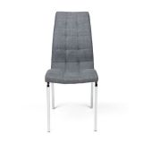 Juego de 4 Sillas Tapizadas en Símil Piel Gris Claro  con Patas Cromadas, Asiento y Respaldo Ergonómicos- Medidas 43x63x97 cm