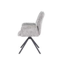 Juego de 2 Sillas con Brazos Tapizadas en Tela Gris y Patas en Acabado Negro, Mecanismo Giratorio 180º-  Medidas 63x62x93 cm