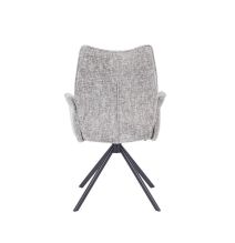 Juego de 2 Sillas con Brazos Tapizadas en Tela Gris y Patas en Acabado Negro, Mecanismo Giratorio 180º-  Medidas 63x62x93 cm