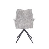 Juego de 2 Sillas con Brazos Tapizadas en Tela Gris y Patas en Acabado Negro, Mecanismo Giratorio 180º-  Medidas 63x62x93 cm