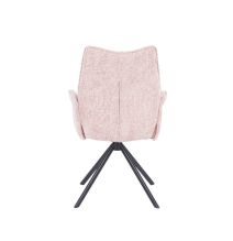 Juego de 2 Sillas con Brazos Tapizadas en Tela Rosa y Patas en Acabado Negro, Mecanismo Giratorio 180º-  Medidas 63x62x93 cm