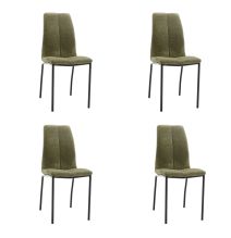 Juego de 4 Sillas con Estructura de Madera Tapizadas en Tela Verde Repelente al Agua y Patas Metálicas -Medidas 43x56x95 cm