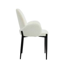 Juego de 2 Sillas con Brazos Tapizadas en Tela Blanca y Patas Metálicas Negras - Medidas 60x57x88 cm