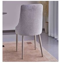 Juego de 4 Sillas Tapizadas en Tela Gris Repelente al Agua con Patas Metálicas en Acabado Crema - Medidas 96x56x40 cm