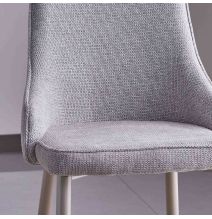 Juego de 4 Sillas Tapizadas en Tela Gris Repelente al Agua con Patas Metálicas en Acabado Crema - Medidas 96x56x40 cm