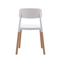 Pack de 4 Sillas Blancas con Patas de Madera de Haya, Asiento de Polipropileno,  Altura de 45 cm, Medidas Totales 42.5x48x76 cm