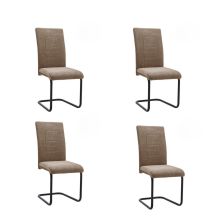 Pack de 4 Sillas de Madera con Relleno de Espuma, Tapizadas en Tela Marron, Patas de Color Negro, Medidas 43x49x102 cm