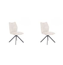 Pack de 2 Sillas Tapizadas en Tela Beige, Patas Negras, Asiento y Respaldo Ergonómicos y Acolchados Medidas 63x48x93 cm