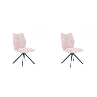 Pack de 2 Sillas Tapizadas en Tela Rosa, Patas Negras, Asiento y Respaldo Ergonómicos y Acolchados Medidas 63x48x93 cm