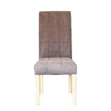 Pack de 2 Sillas Tapizadas en Tela Marron con Patas de madera, Acolchado Cuadrado en Respaldo y Asiento, Medidas 47x62x106.5 cm