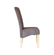 Pack de 2 Sillas Tapizadas en Tela Marron con Patas de madera, Acolchado Cuadrado en Respaldo y Asiento, Medidas 47x62x106.5 cm