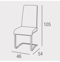 Pack de 4 Sillas Tapizadas en Símil Piel Negra con Pata de Tubo Ovalado en Acabado Cromo, Medidas 46x54x110 cm