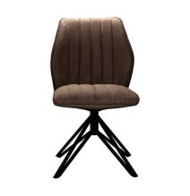 Pack de 2 Sillas con Respaldo y Asiento Tapizados en Tela Marron, Pata Metálica en Acabado Negro Mate, Medidas 62,5x52x93 cm