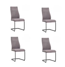 Pack de 4 Sillas de Madera con Relleno de Espuma, Tapizadas en Tela Gris, Patas Metálicas Negras, Medidas 44x60x99 cm