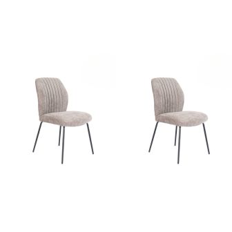 Pack de 2 Sillas Tapizadas en Tela Piedra con Patas en Acabado Negro, Asiento y Respaldo Ergonómicos, Medidas 61x47x89 cm