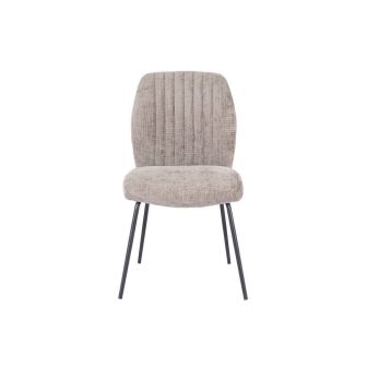 Pack de 2 Sillas Tapizadas en Tela Piedra con Patas en Acabado Negro, Asiento y Respaldo Ergonómicos, Medidas 61x47x89 cm