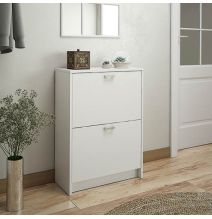 Zapatero Recibidor Blanco – Mueble Auxiliar Estrecho con 2 Puertas | Capacidad 12 Pares | 81,6 x 60 x 25 cm