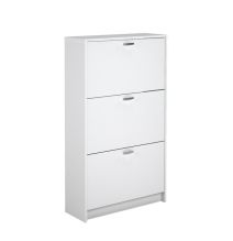 Zapatero Compacto Blanco – Mueble con 3 Puertas y Doble Profundidad | MDF con Acabado Melamina | 70 x 25 x 120 cm
