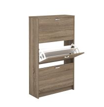 Zapatero Compacto Roble – Mueble con 3 Puertas y Doble Profundidad | MDF con Acabado Melamina | 70 x 25 x 120 cm