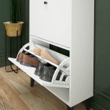 Mueble Zapatero Blanco con 2 Puertas y 1 Cajón | 61,1 x 110 x 25 cm