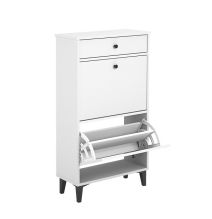 Mueble Zapatero Blanco con 2 Puertas y 1 Cajón | 61,1 x 110 x 25 cm