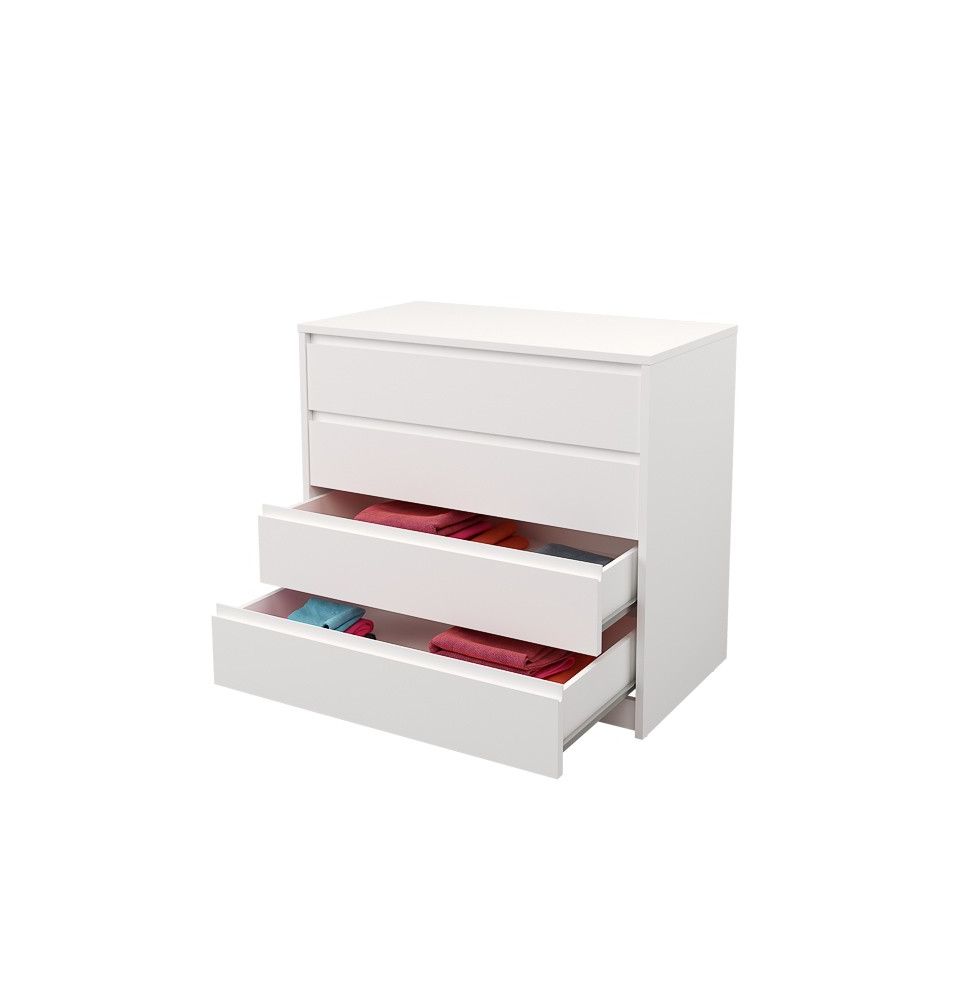 Cómoda Cajonera 4 cajones acabado en blanco. 74cm(alto) 80cm(ancho) 45cm(fondo)