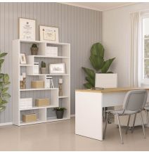 Estantería Geométrica Blanca para Salón con Múltiples Estantes – 169 x 120 x 28 cm (alto x ancho x fondo)