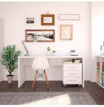 Cajoneras Para escritorio con ruedas 3 Cajones color blanco 58 x 45 x 44 Cm (alto x ancho x fondo)