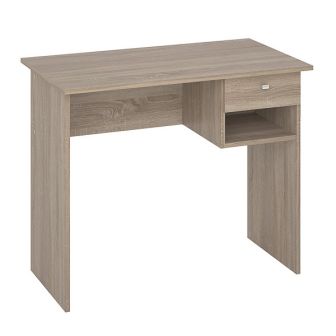Mesa de Escritorio y Trabajo en Color Roble, 90x50x74cm - Con Cajón y Estante para Oficina o Estudio