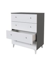 Cómoda con 4 Cajones, para Dormitorio, Acabado en Color Blanco, Medidas: 80 cm (Ancho) x 100 cm (Alto) x 48 cm (Fondo)