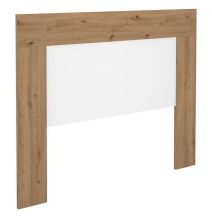 Cabezal para Cama de Matrimonio con patas, Color Blanco y Roble, Medidas: 160 cm (Ancho) x 130 cm (Alto) x 2,5 cm (Fondo)