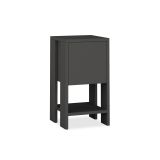 Mesilla de Noche Negro 1 Cajón, Puerta Abatible 30x30x55cm - Estilo Moderno