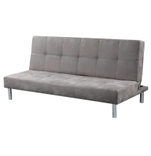 Sofá Cama 3 Plazas de Diseño Moderno, Estructura de Madera, Tapizado Color Cemento, 188x88x88 cm