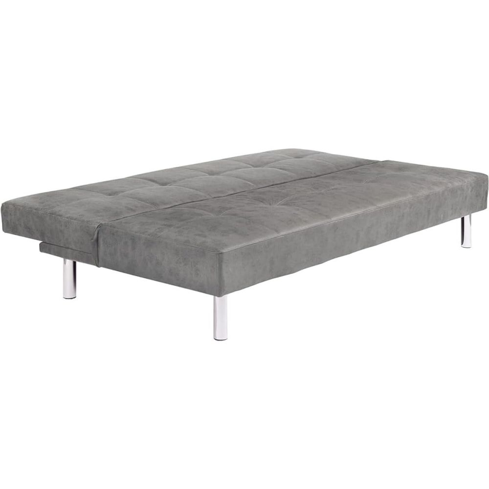 Sofá Cama 3 Plazas de Diseño Moderno, Estructura de Madera, Tapizado Color Cemento, 188x88x88 cm