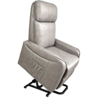 Butaca Relax Power Lift con Estructura de Madera de Eucalipto, Color Cemento, 74x100x88 cm
