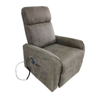 Butaca Relax Power Lift con Estructura de Madera de Eucalipto, Color Cemento, 74x100x88 cm