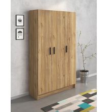 Mueble multiusos Armario Auxiliar Color Mauvella– 3 Puertas, 4 Baldas y Espacio para Escoba, Madera, Dimensiones 108x180x35 cm.