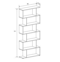 Meyvaser - Estantería Alta Salón, Libreria, Color Mauvella, Medidas: 191 cm (Alto) x 80 cm (Ancho) x 24,6 cm (Fondo