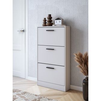 Meyvaser - Zapatero 3 Puertas, Zapatero Estrecho, Acabado en Color Beige, Medidas: 108 cm (Alto) x 60 cm (Ancho) x 17 cm (Fondo)