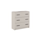 Cómoda de 3 Cajones para Dormitorio, Cajonera Dormitorio, Acabado en Beige y Negro, 80 cm (Lar) x 81 cm (Al) x 34,4 cm (Fon)