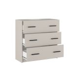 Cómoda de 3 Cajones para Dormitorio, Cajonera Dormitorio, Acabado en Beige y Negro, 80 cm (Lar) x 81 cm (Al) x 34,4 cm (Fon)