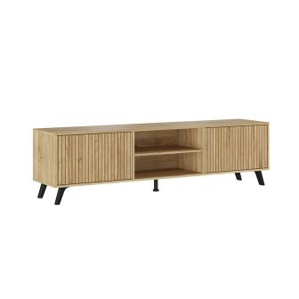 Conjunto de Salón Mueble Completo: Bajo TV, Vitrina, Estantería Decorativa y 2 Estantes - Color Mauvella Rayas