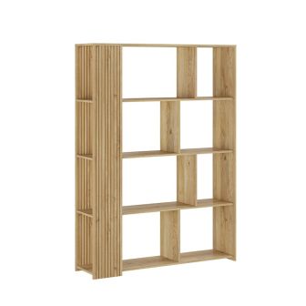 Conjunto de Salón Mueble Completo: Bajo TV, Vitrina, Estantería Decorativa y 2 Estantes - Color Mauvella Rayas