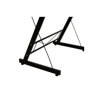 Mesa de Ordenador Esquinera Metálica en MDF Negro, 158x120x73cm - Espacio para Teclado y Torre